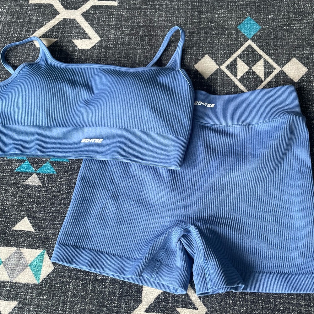 Bo and Tee Avalanche Mini Shorts in Blue- Glacier collection